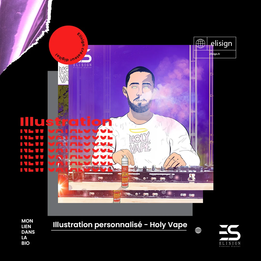 Illustration Holy Vape produit graphiste Anjou
