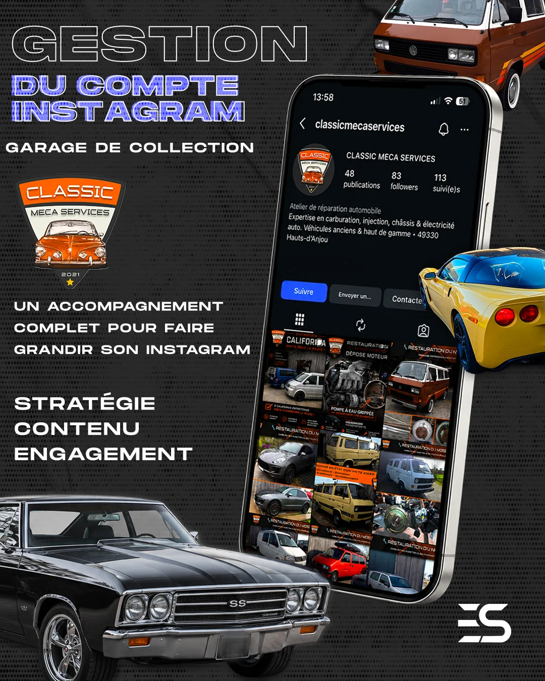 Gestion Instagram Facebook Classic Méca Services Anjou